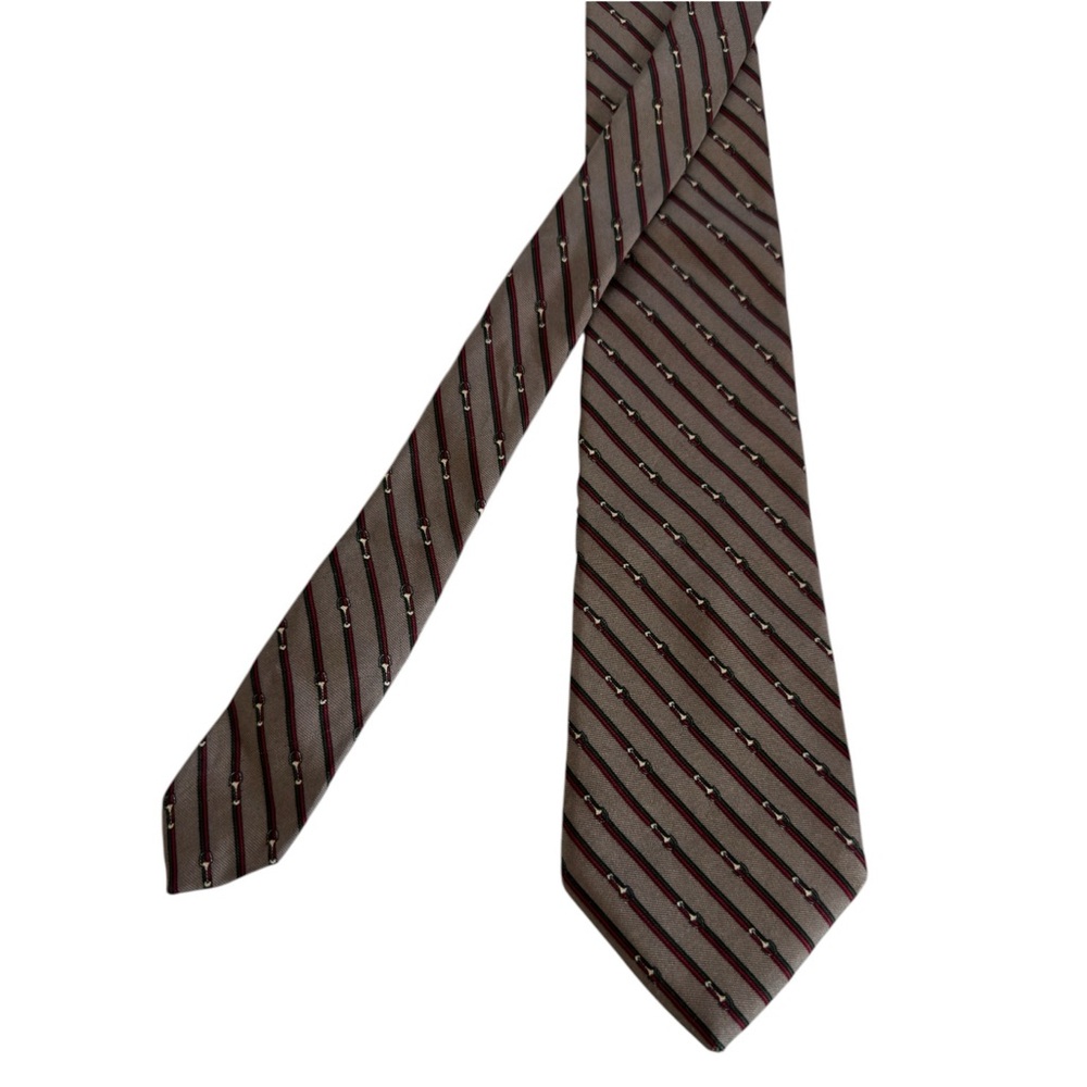 Christian Dior Silk Striped Tie Brown Multicolor - Picture 2 of 6